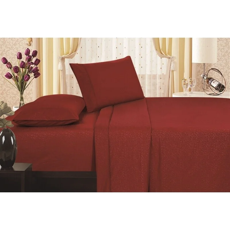 Hypoallergenic Silk Sheets for Sensitive SleepersEmbossed Vine Sheet Set Queen Sheet Set Burgundy