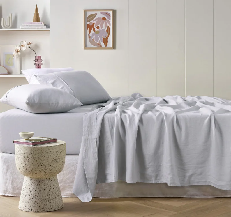 Moisture - Wicking Cotton Sheets for a Dry and Comfortable SleepStonewashed French Linen Mega Sheet Set Range Dove Grey