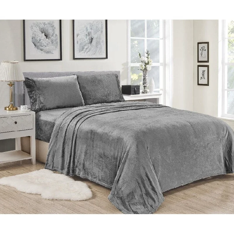 Twin - Size Sheet Sets with a Pillow ProtectorKansas 4pc Microplush Sheet Set - Light Gray - Queen