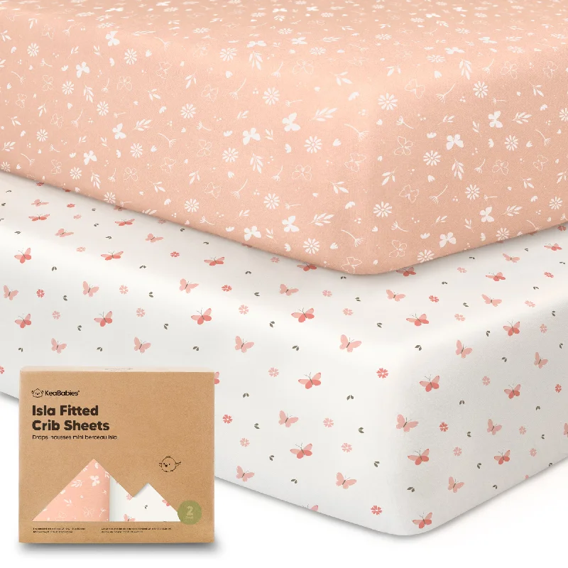 Fitted Sheets with Reinforced Corners for Long - Lasting UseIsla Fitted Crib Sheets (Butterflies)