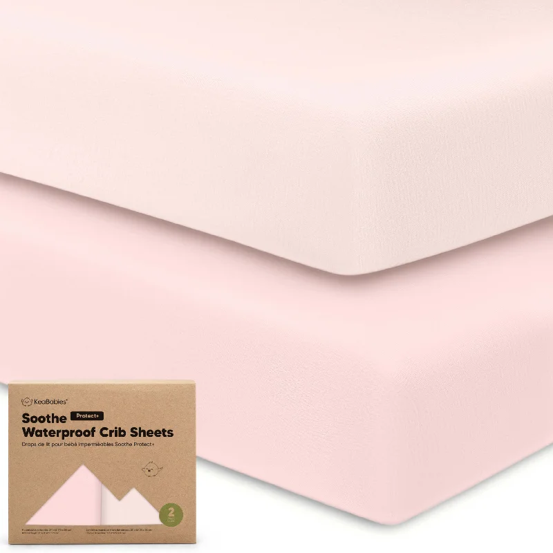 Moisture - Wicking Cotton Sheets for a Dry and Comfortable Sleep2-Pack Soothe [Protect+] Waterproof Crib Sheets (Mist Rose)