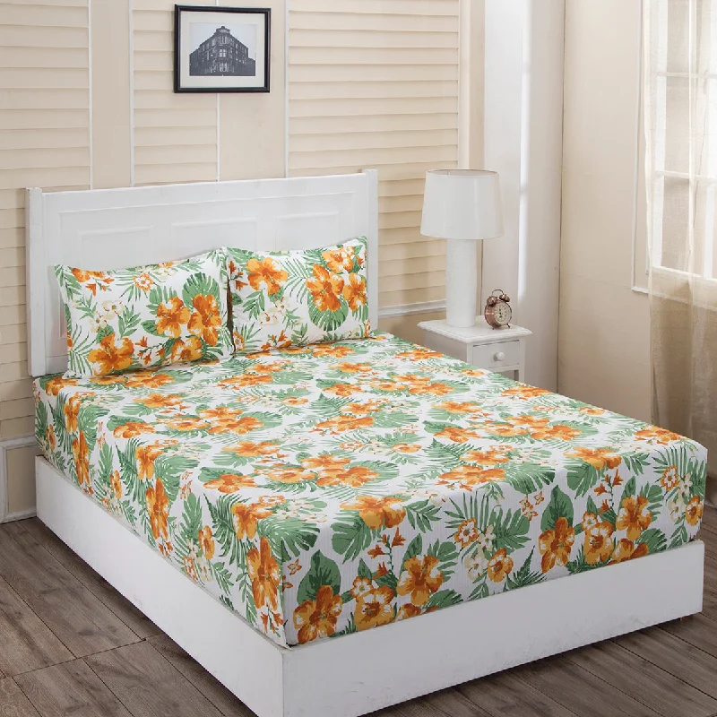 Quilted Cotton Sheets for a Warm and Inviting BedDonatella Malia Printed 144 TC 100% Cotton Yellow Bed Sheet