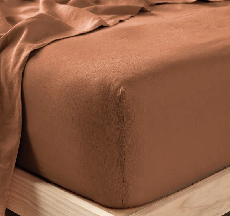 Jersey - Knit Sheets for a Comfortable and Casual BedNimes Linen Mega Fitted Sheet Range Cinnamon