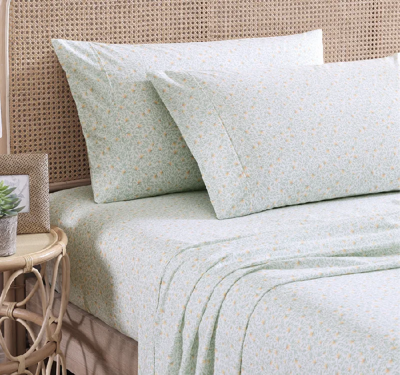 Linen - Cotton Blend Sheets for a Natural and Versatile OptionCrane Flower Sheet Set Range Sage