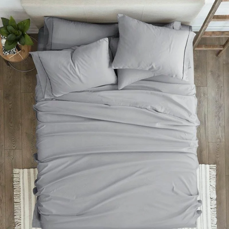 Flat Sheets with a High - Quality Finish for a Luxurious LookGrey 6 Piece Wrinkle Resistant Microfiber Polyester Sheet Set