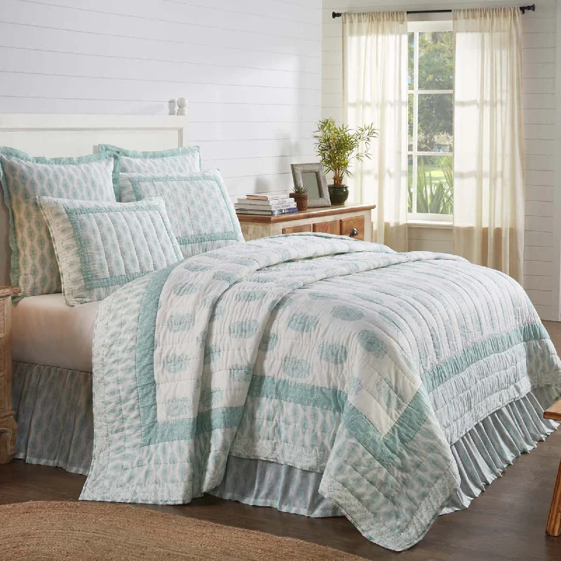 Bed skirts for beds with a wooden frameAvani Sea Glass Queen Quilt 90Wx90L