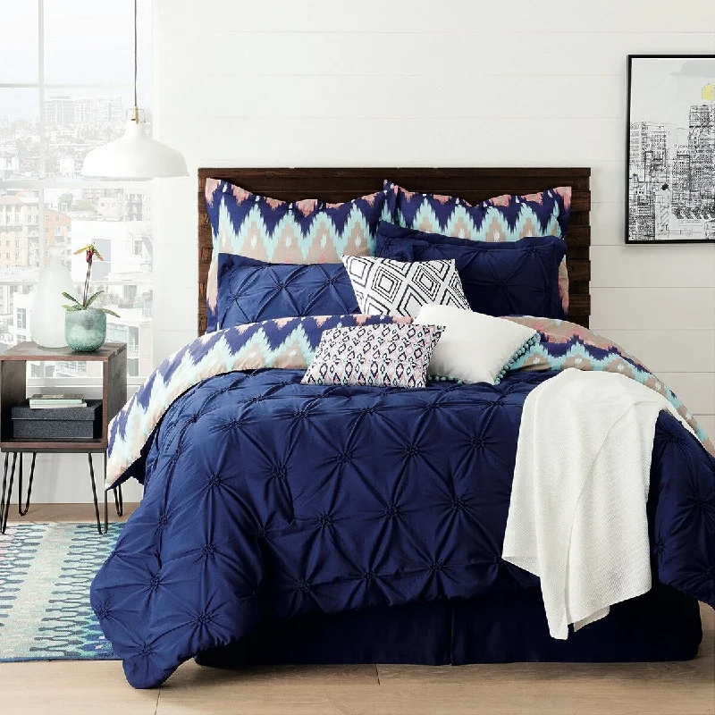 Latex - filled comforters with a bouncy texture and good supportAztec Chevron Blue 10 PC South Western Comforter Bedding Set