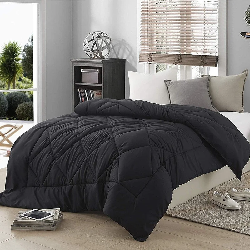 Synthetic - filled comforters like polyester for affordability and hypoallergenic propertiesBlack Oversized Comforter