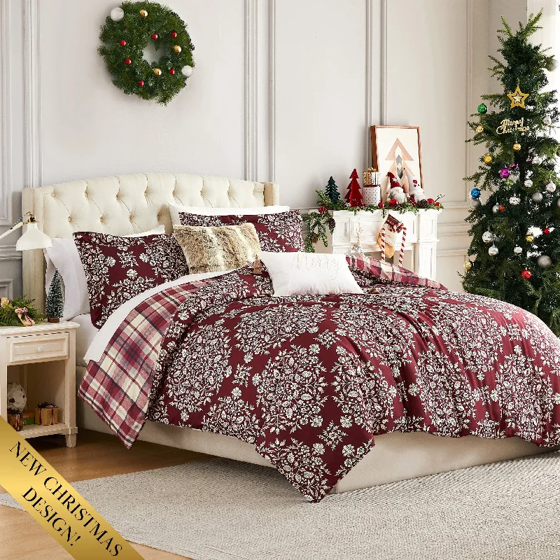 Queen - size comforters for standard queen - sized mattressesChristmas Carol 5-Piece Comforter Bedding Set