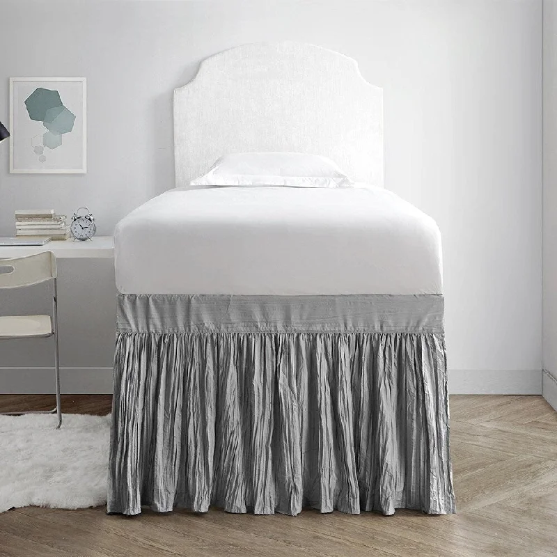 Bed skirts for beds with a solid - panel frameCrinkle Bed Skirt Twin XL (3 Panel Set) - Alloy