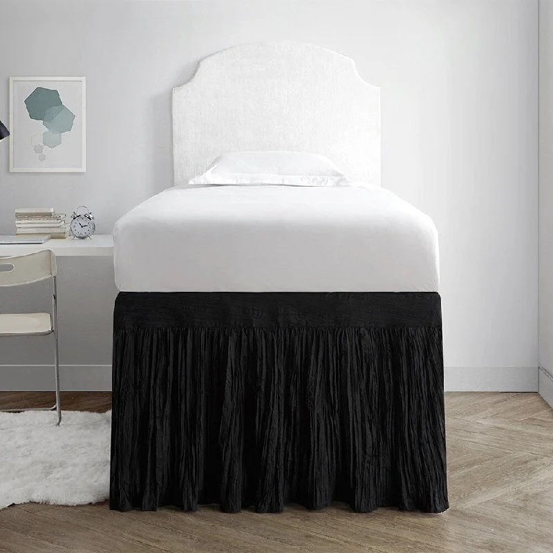 Bed skirts for beds with a metal frameCrinkle Bed Skirt Twin XL (3 Panel Set) - Black