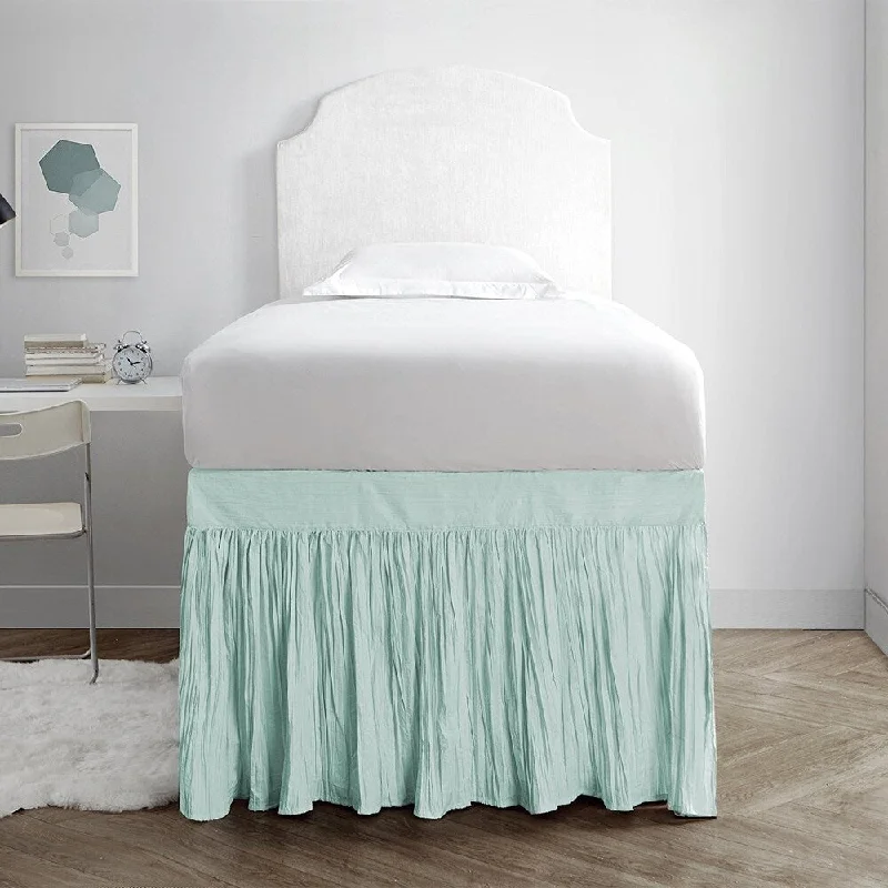 Bed skirts for beds with a round frameCrinkle Bed Skirt Twin XL (3 Panel Set) - Hint of Mint