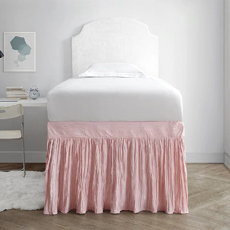 Bed skirts for beds with a wooden frameCrinkle Bed Skirt Twin XL (3 Panel Set) - Rose Quartz