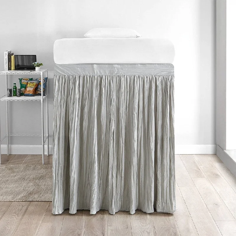 Bed skirts for beds with a canopy frameCrinkle Extended Bed Skirt Twin XL (3 Panel Set) - Silver Birch