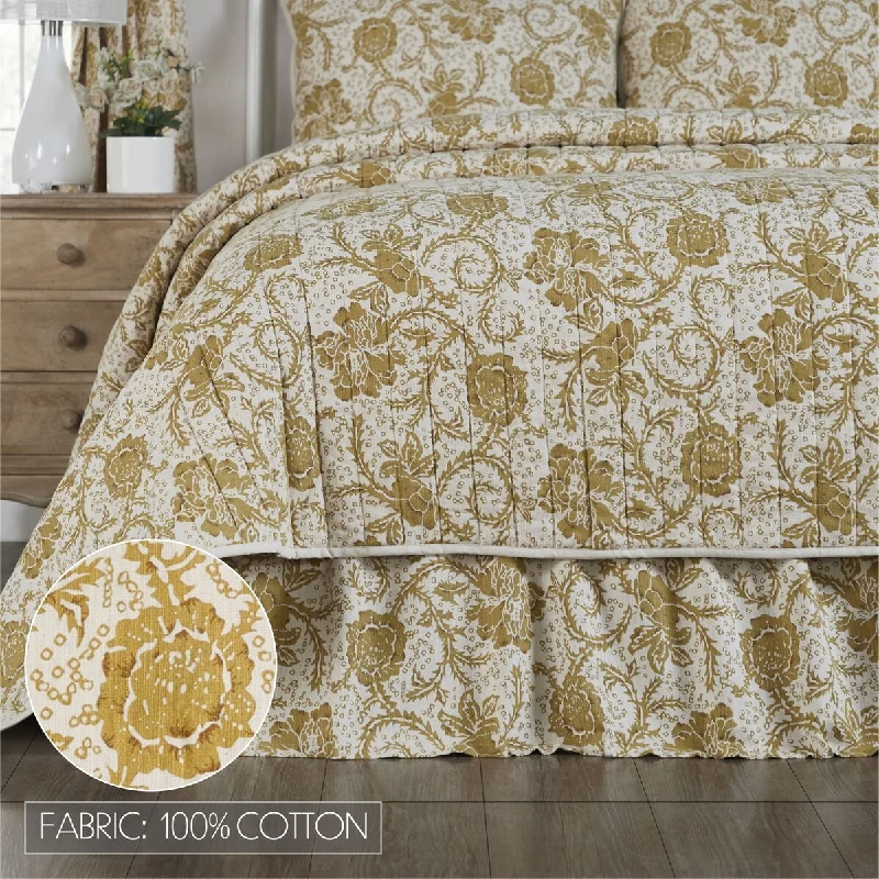 Bed skirts for beds with a leather - upholstered frameDorset Gold Floral King Bed Skirt 78x80x16