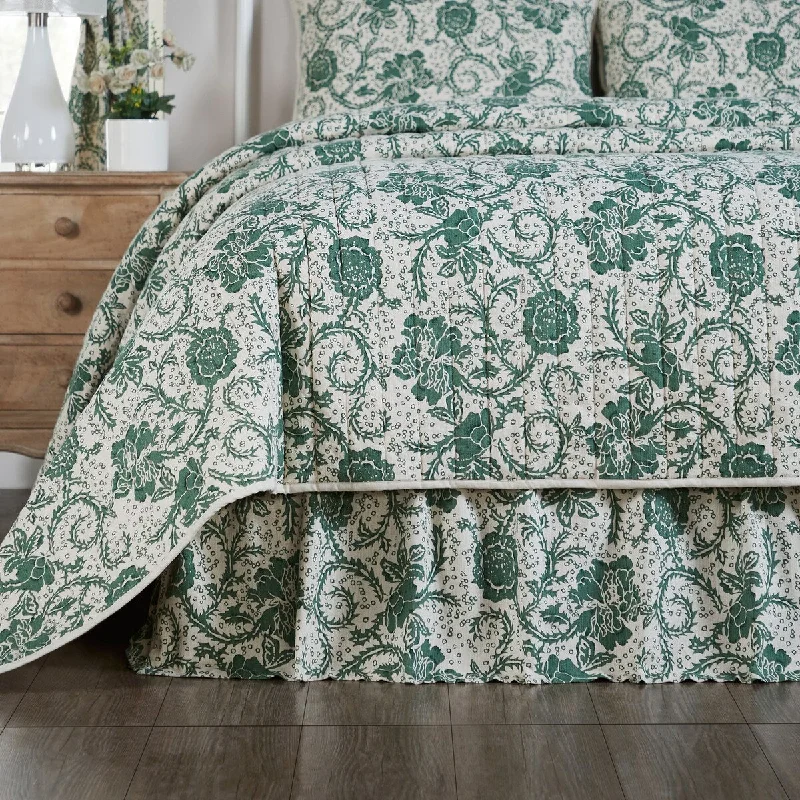 Bed skirts for beds with a curved frameDorset Green Floral Queen Bed Skirt 60x80x16