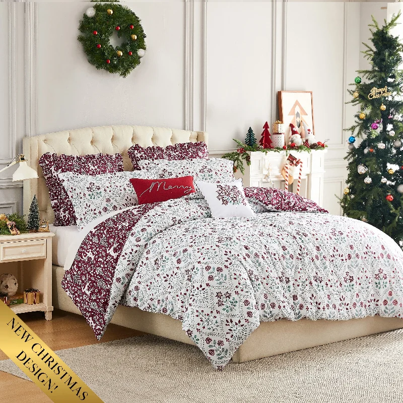 Wool - filled comforters with natural moisture - wicking and temperature - regulating featuresHoliday Harmony 7-Piece Comforter Bedding Set