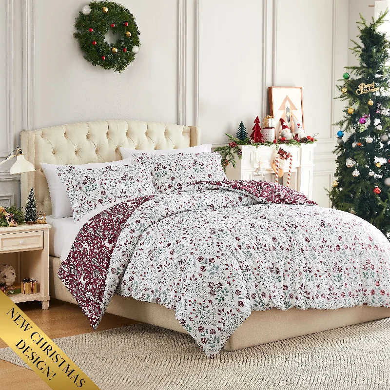 Queen - size comforters for standard queen - sized mattressesHoliday Harmony Reversible Comforter Set