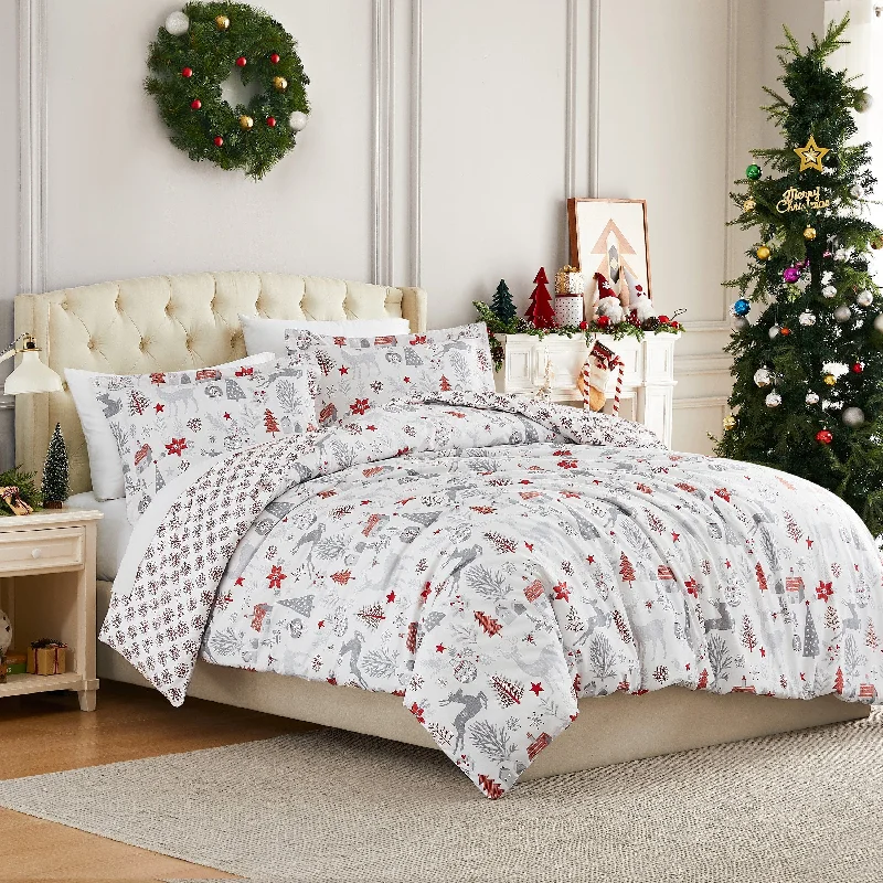 Full - size comforters suitable for full - sized beds in guest rooms or small bedroomsHolly Jolly Lane Reversible Comforter Set