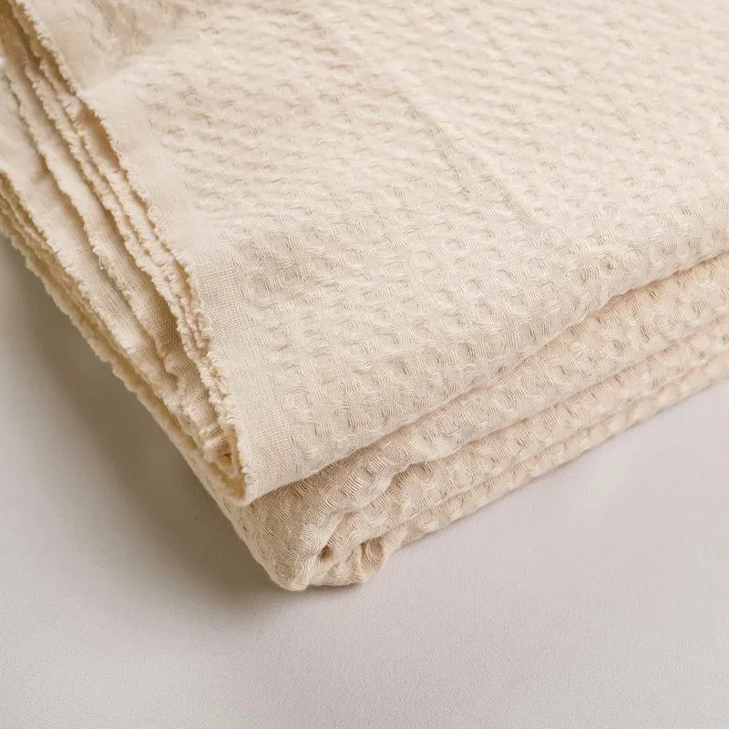 King - size blankets to cover large beds comfortablyIvory Linen Waffle Blanket