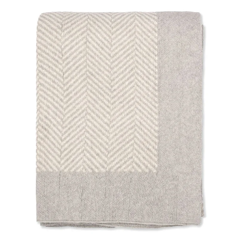 Light Grey Herringbone Bordered Throw