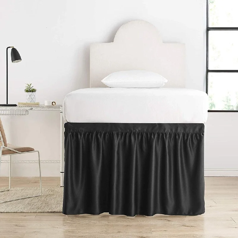 Bed skirts for adjustable - height bedsLuxury Plush Dorm Sized Bed Skirt Panel with Ties (1 Panel)