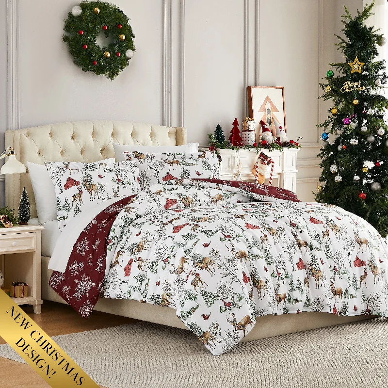 King - size comforters to fit large king - sized beds perfectlyWhite Christmas Reversible Comforter Set