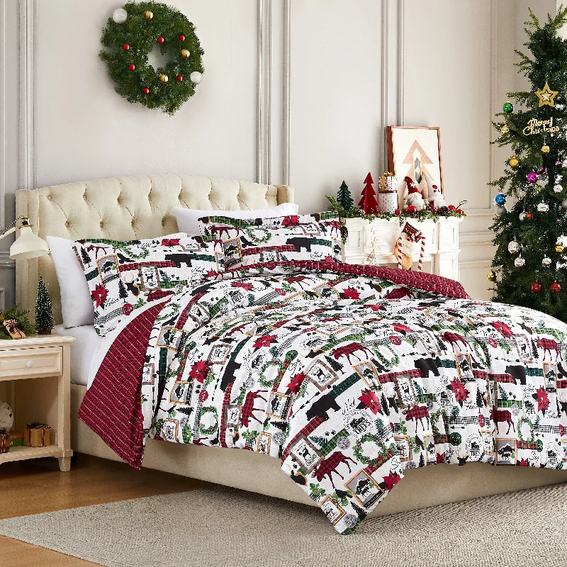 Bamboo - fiber - filled comforters with antibacterial and breathable qualitiesMerry Town Reversible Comforter Set