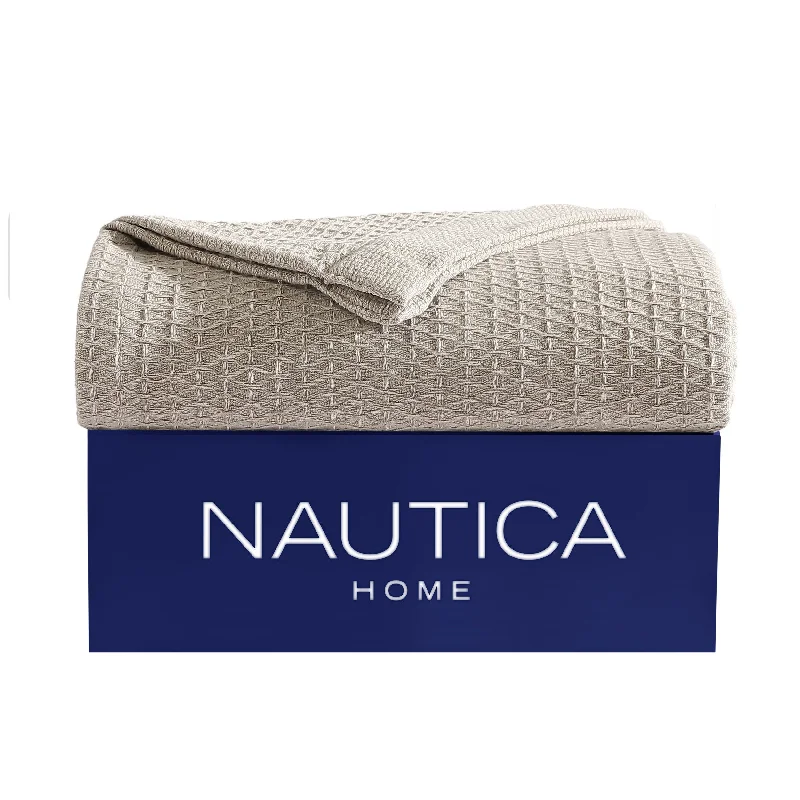 Bamboo - fiber - filled comforters with antibacterial and breathable qualitiesNautica Baird Beige Twin Blanket