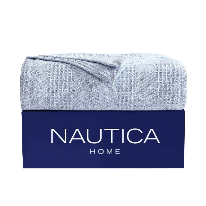 Duck down comforters with a softer feel and good warmth retentionNautica Chevron Blue Twin Blanket