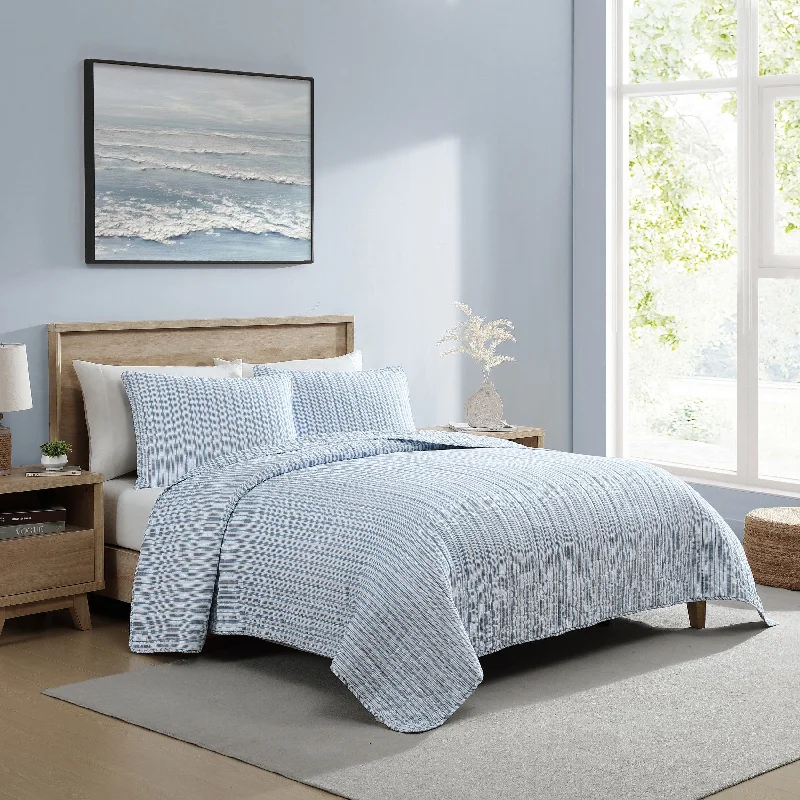 Silk - filled comforters for a luxurious and smooth touchNautica Coleridge Stripe Blue King Quilt-Sham Set