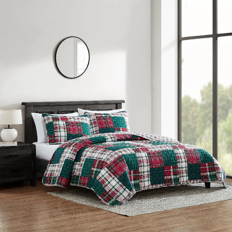 Wool - filled comforters with natural moisture - wicking and temperature - regulating featuresNautica Emmet Patchwork Red Full/Queen Reversible Quilt & Sham Set