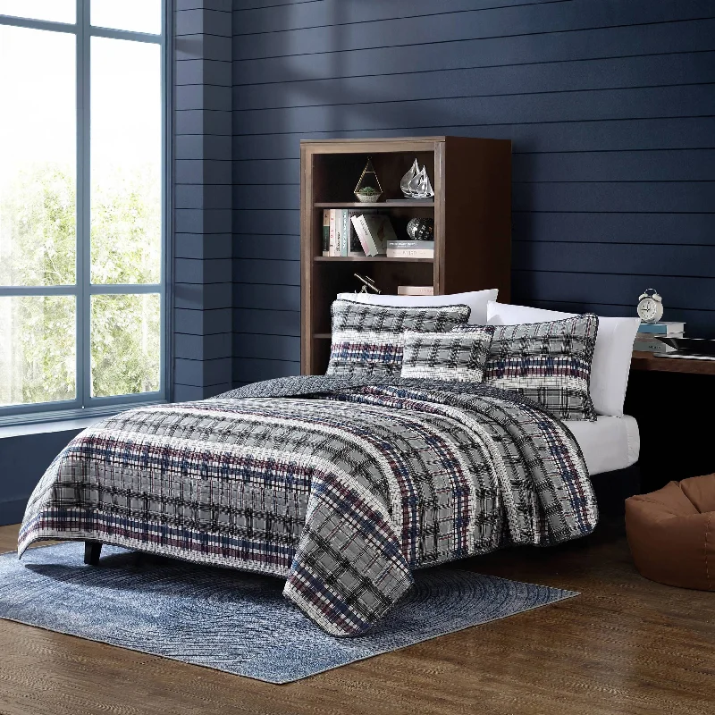 Wool - filled comforters with natural moisture - wicking and temperature - regulating featuresNautica Marina Cove Grey Full/Queen Reversible Quilt & Sham Bonus Set