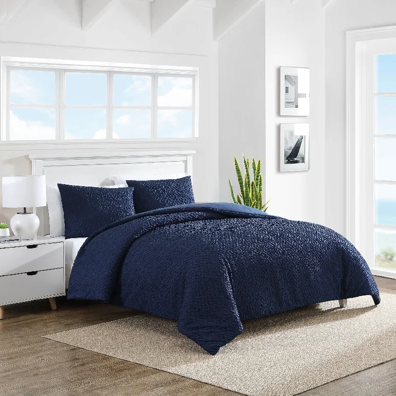 Bamboo - fiber - filled comforters with antibacterial and breathable qualitiesNautica Point Harbor Navy Full/Queen Duvet Cover & Sham Set