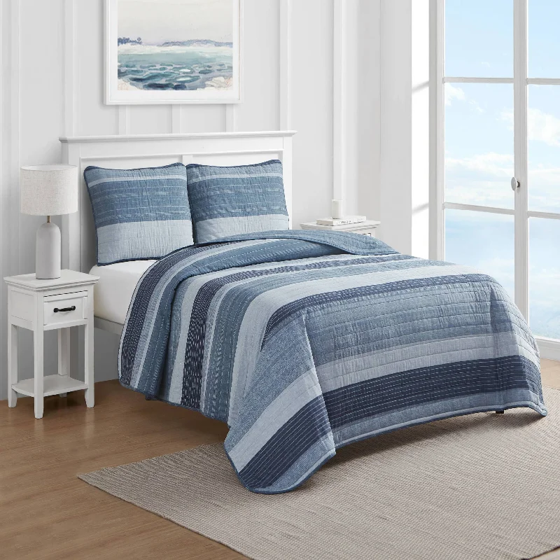 Goose down comforters known for their superior quality and insulationNautica Ridgeport Blue Full/Queen Reversible Quilt And Sham Set