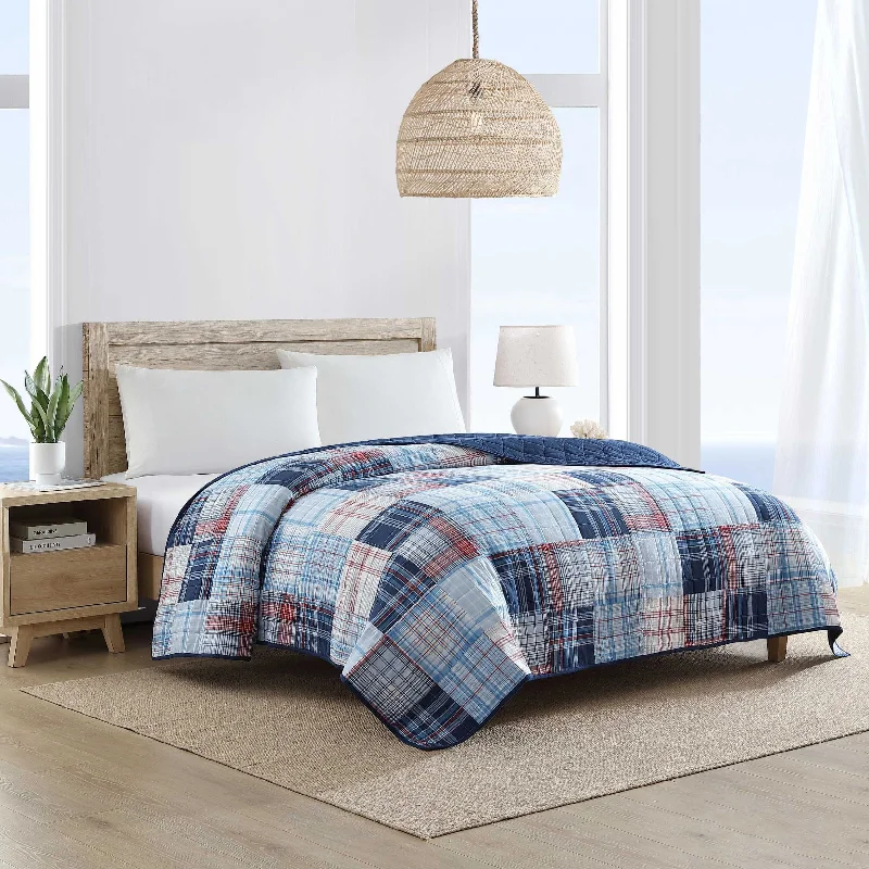 Down - filled comforters for supreme warmth and lightnessNautica Stony Point Blue Twin Quilt