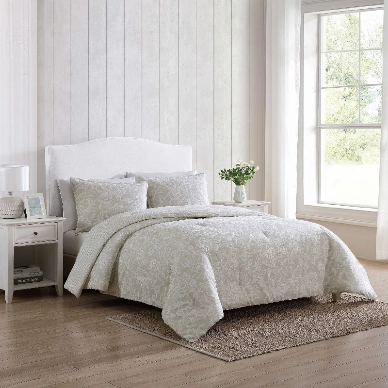 Duck down comforters with a softer feel and good warmth retentionNautica Tortola Beige King Comforter & Sham Set