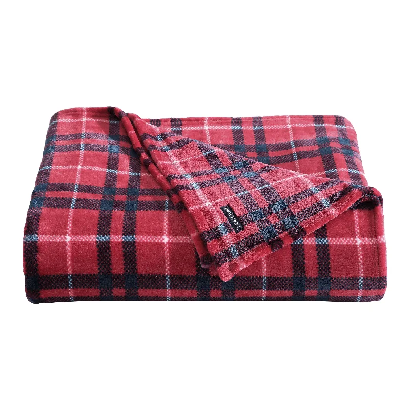 Duck down comforters with a softer feel and good warmth retentionNautica Winter Tattersall Red Twin Blanket