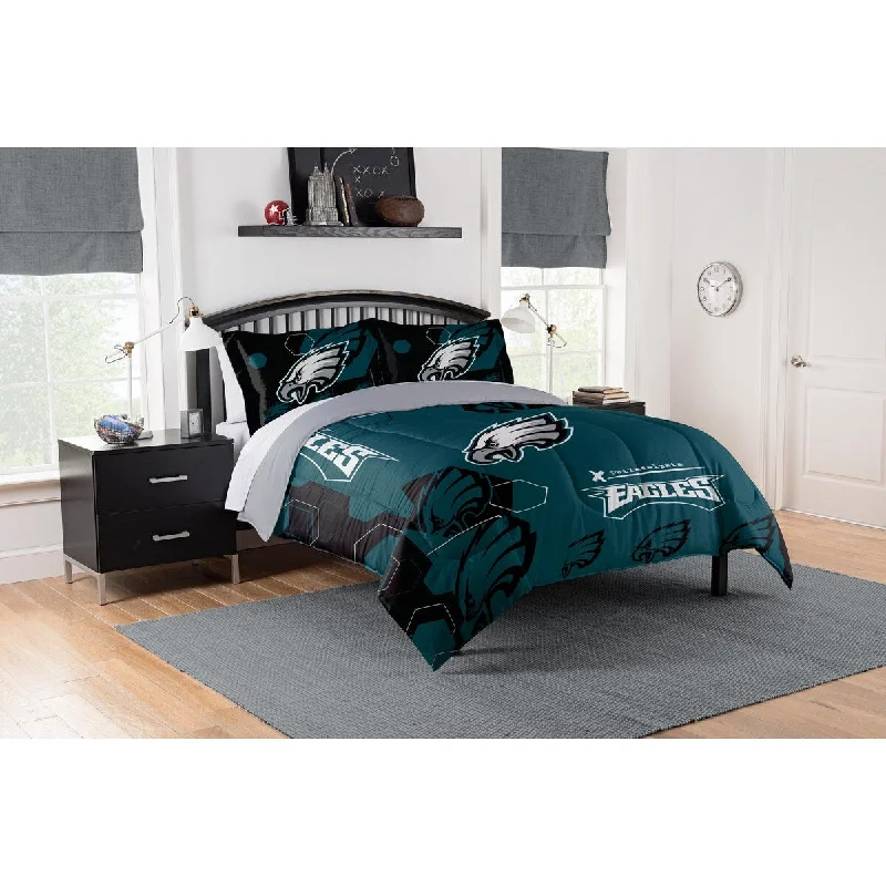 Down - filled comforters for supreme warmth and lightnessNFL 858 Eagles Hexagon King Printed Comforter & Shams Set