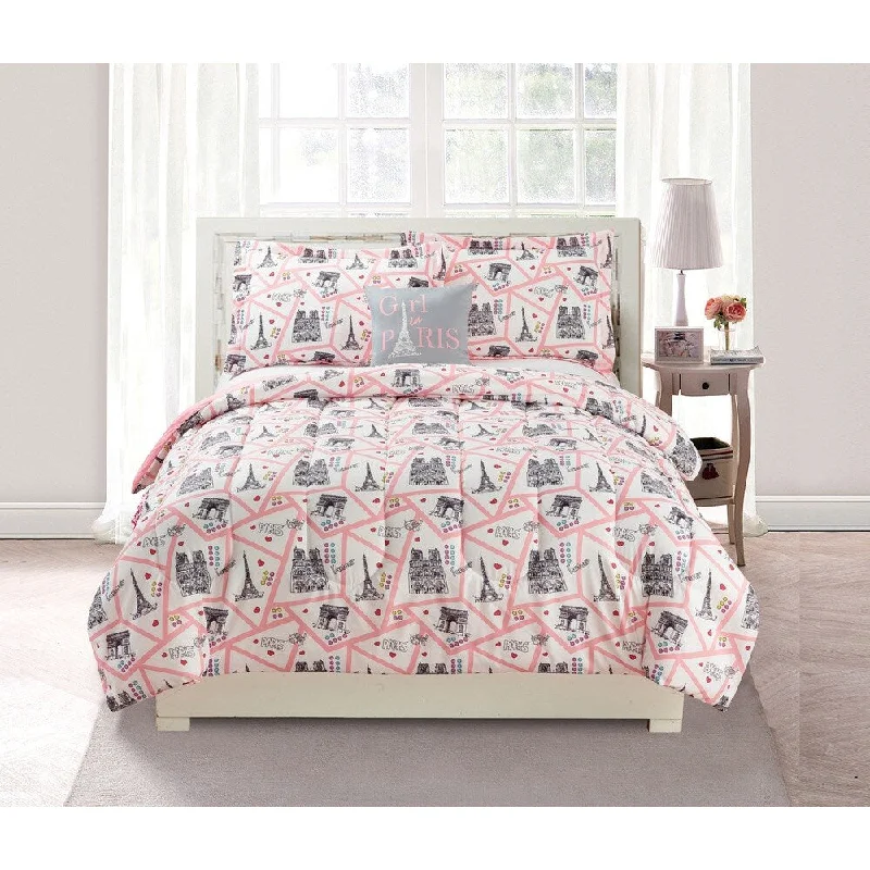 Full - size comforters suitable for full - sized beds in guest rooms or small bedroomsParis 4-piece Comforter Set