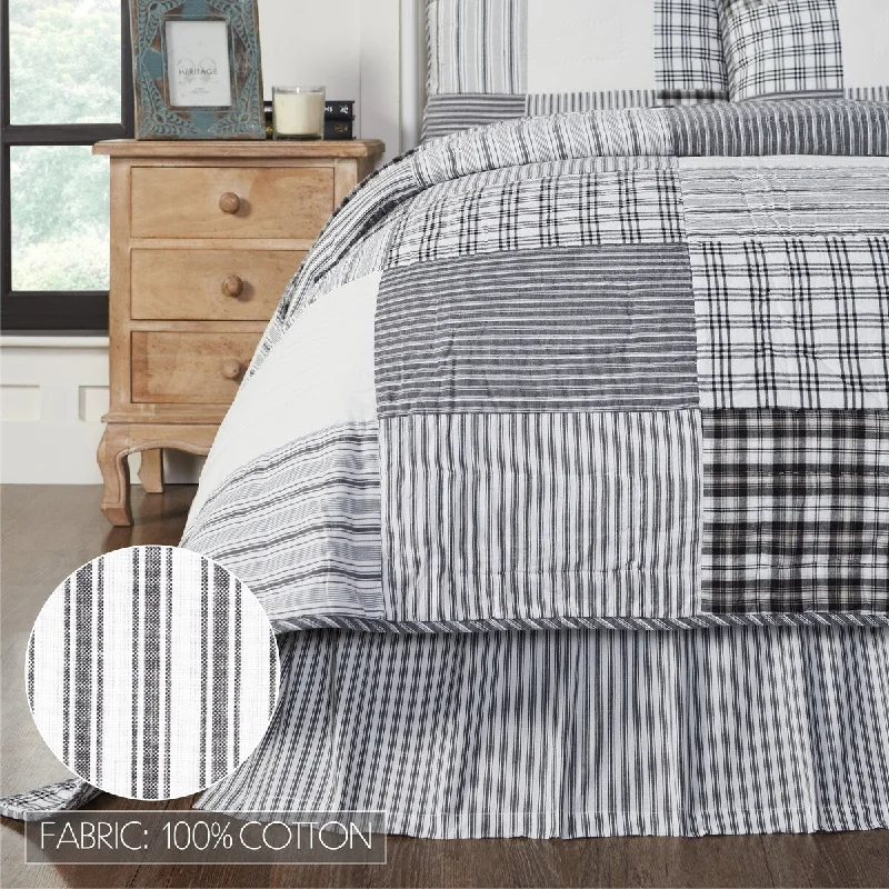 Bed skirts for beds with a non - standard frameSawyer Mill Black Ticking Stripe Twin Bed Skirt 39x76x16