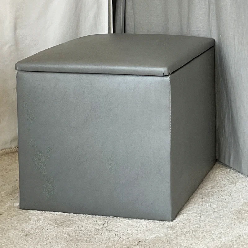 Bed skirts for beds with a solid - panel frameStorage Ottoman - Gray Faux Leather