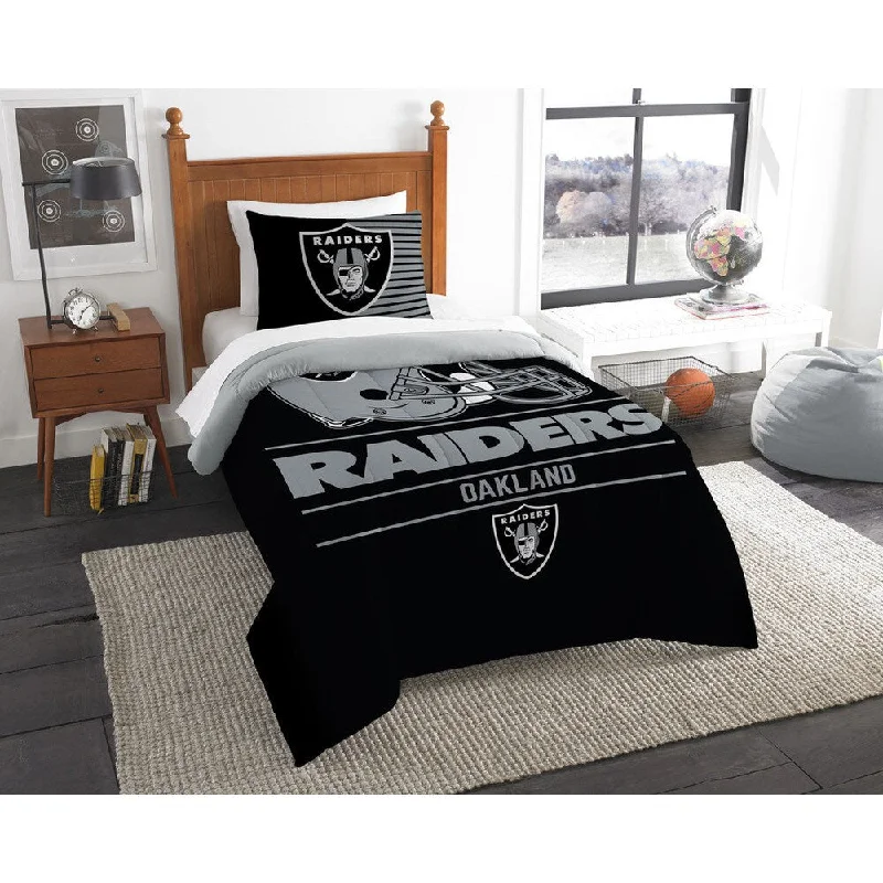 Full - size comforters suitable for full - sized beds in guest rooms or small bedroomsThe Northwest Company NFL Oakland Raiders Draft Twin 2-piece Comforter Set