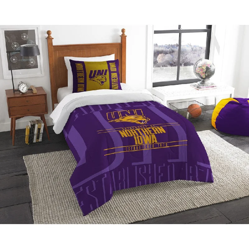 Wool - filled comforters with natural moisture - wicking and temperature - regulating featuresThe Northwest Company Northern Iowa Modern Take Yellow and Purple Polyester Twin 2-piece Comforter Set