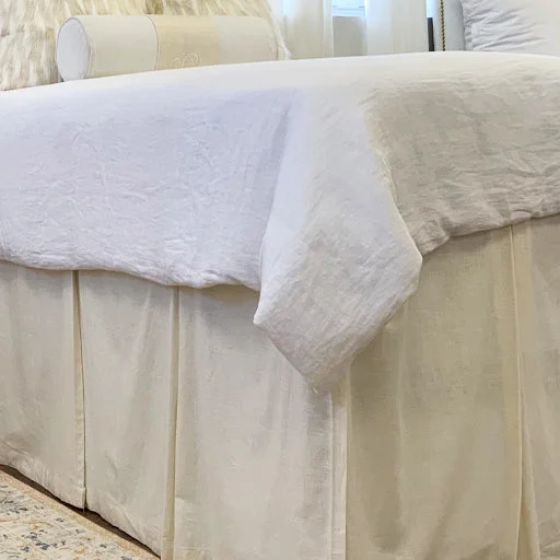 Bed skirts for beds with a fabric - covered frameWashed Linen White Duvet Cover(Twin)